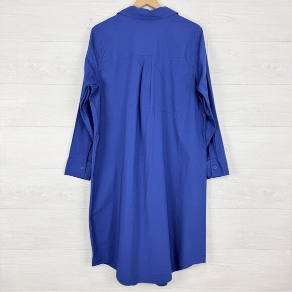 Universal Standard Cotton Poplin Shirt Dress M 18-20 Long Sleeves Blue Preppy - Picture 7 of 15